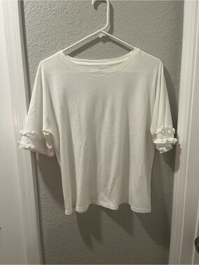 Classic White Ruffle Sleeve Women’s Top